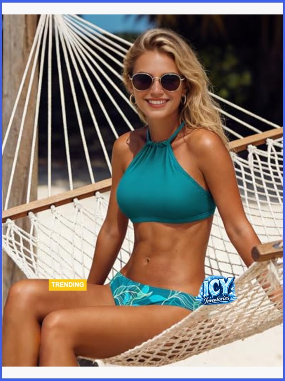 High Neck Bikini Set with Adjustable Straps Cross Back Removable Paddings - Picture 5 of 7